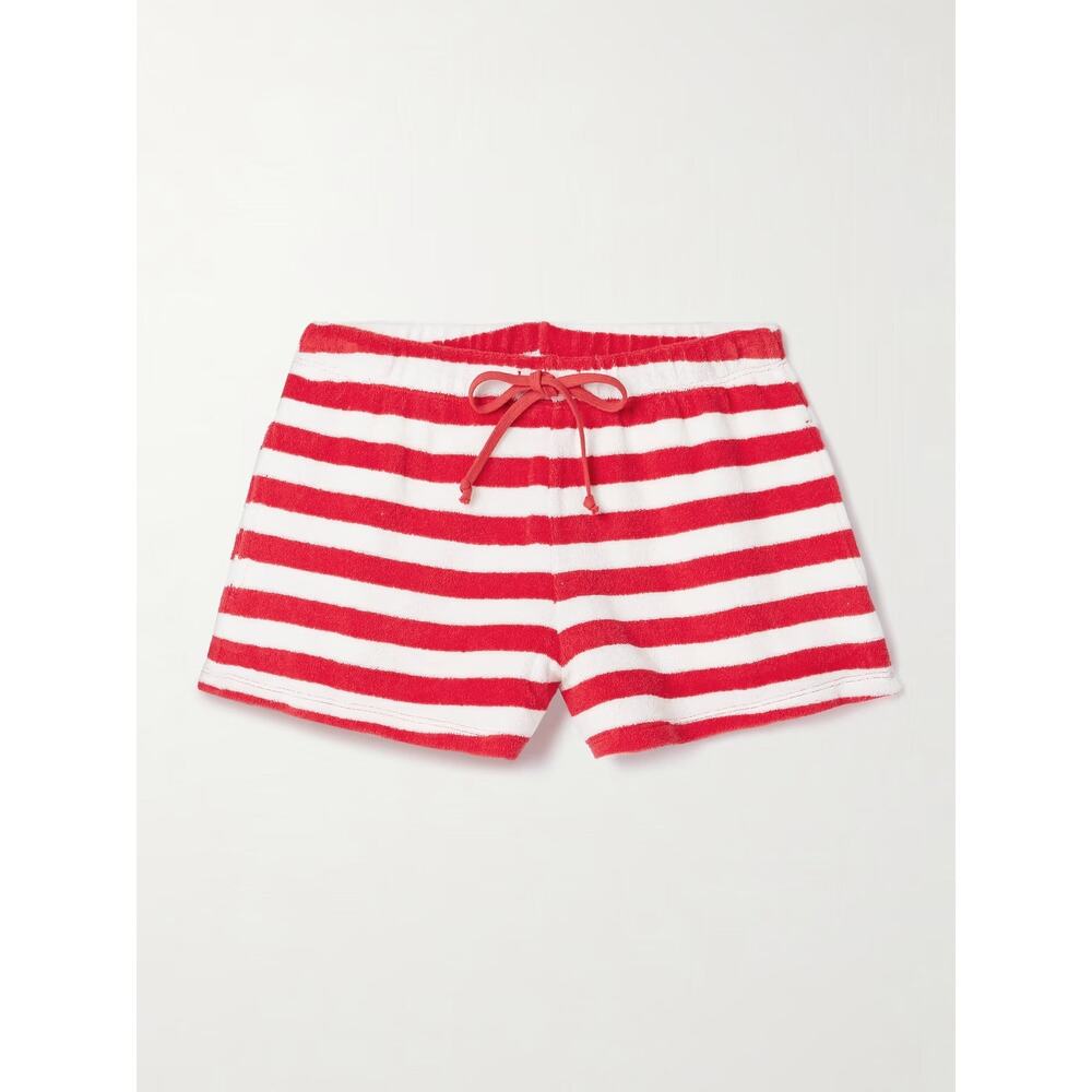 Suzie Kondi Shallis Striped Cotton-Blend Terry Shorts - XS